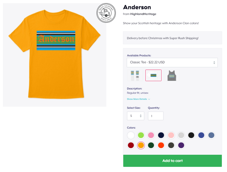 Image: Anderson Tee Shirt Page